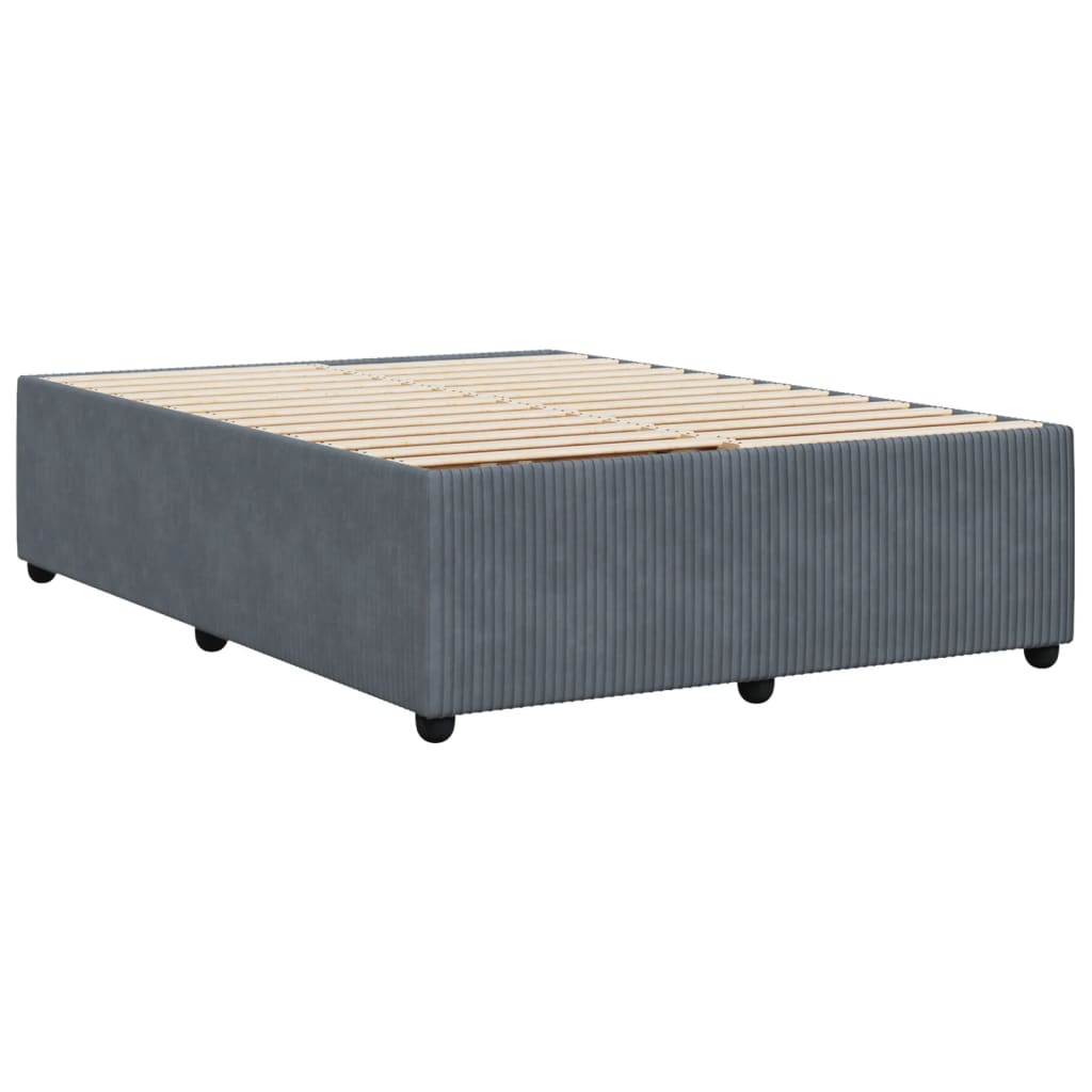 Cadre de lit Gris foncé 140x190 cm Velours Lits & cadres de lit vidaXL   