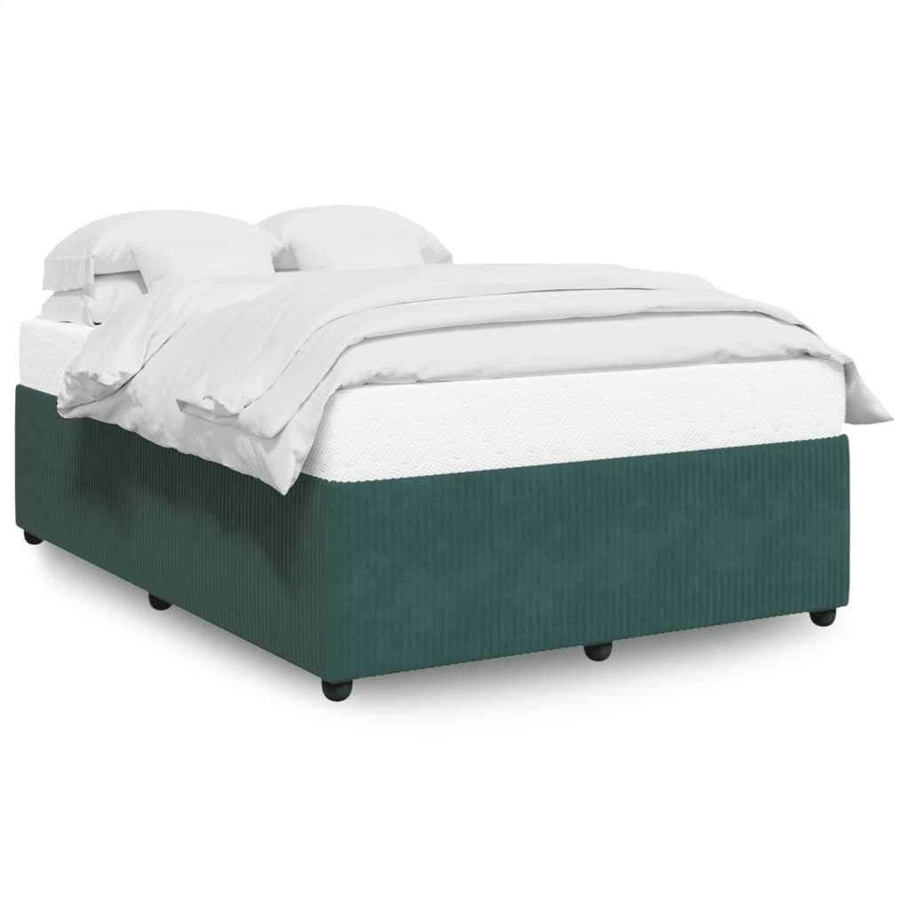 Cadre de lit Vert foncé 140x190 cm Velours Lits & cadres de lit vidaXL   