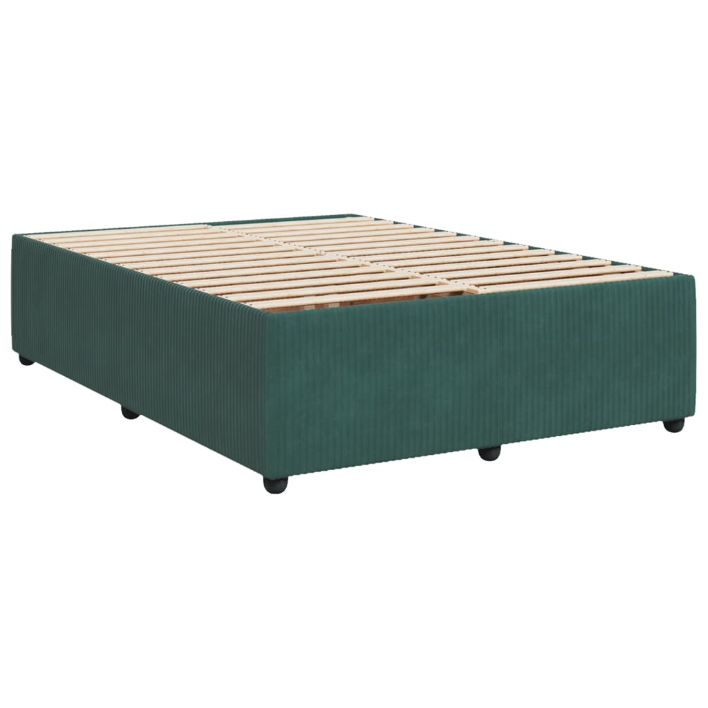 Cadre de lit Vert foncé 140x190 cm Velours Lits & cadres de lit vidaXL   