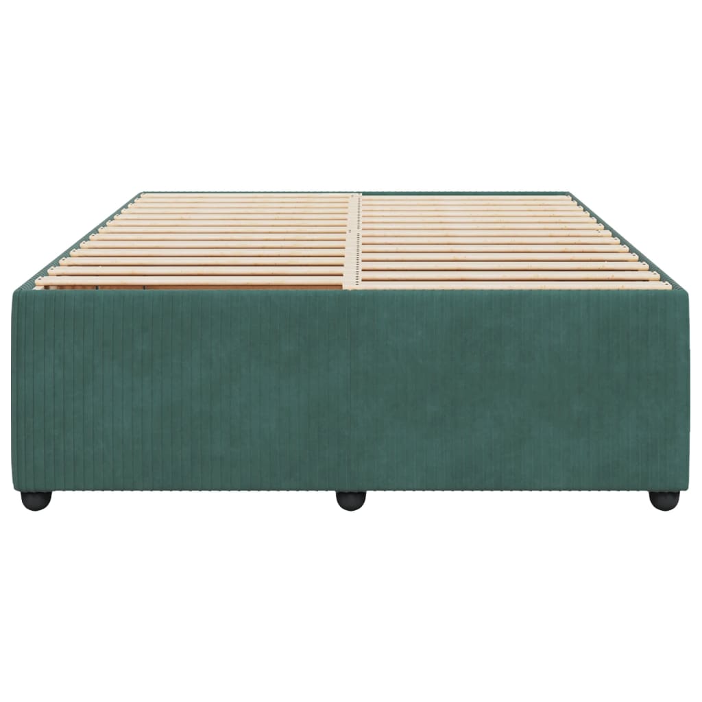 Cadre de lit Vert foncé 140x190 cm Velours Lits & cadres de lit vidaXL   