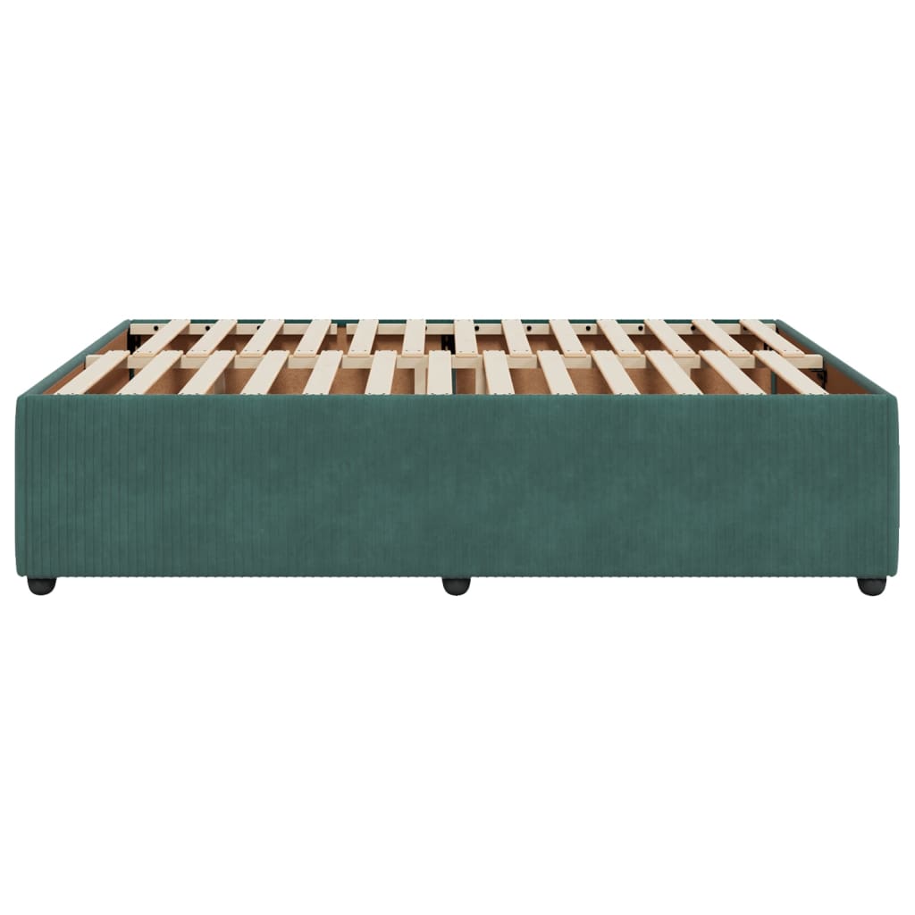 Cadre de lit Vert foncé 140x190 cm Velours Lits & cadres de lit vidaXL   