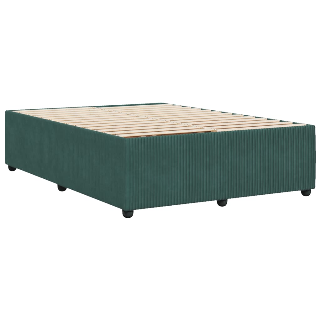 Cadre de lit Vert foncé 140x190 cm Velours Lits & cadres de lit vidaXL   