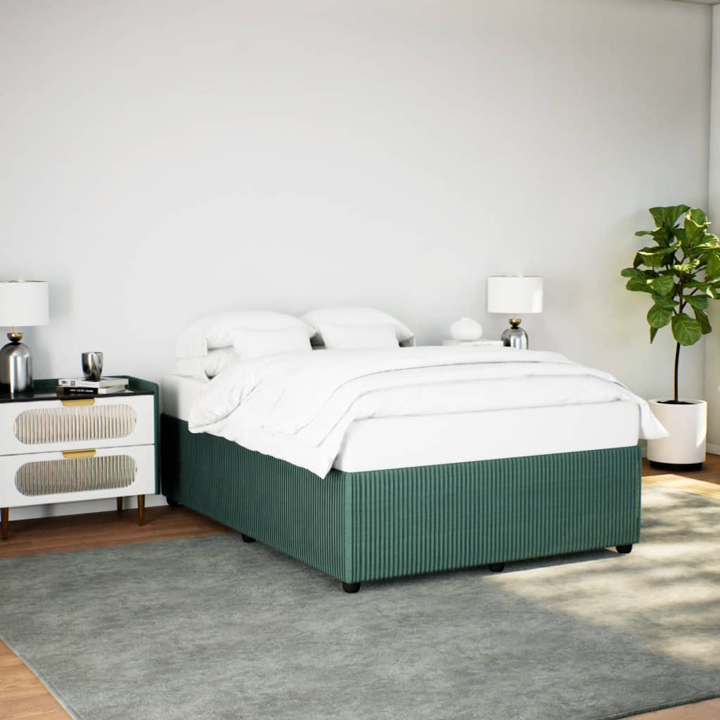 Cadre de lit Vert foncé 140x190 cm Velours Lits & cadres de lit vidaXL   