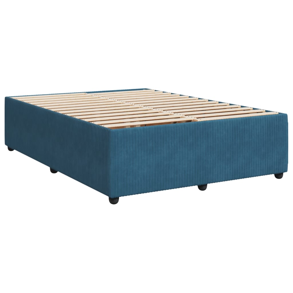 Cadre de lit bleu 140x190 cm velours Lits & cadres de lit vidaXL   