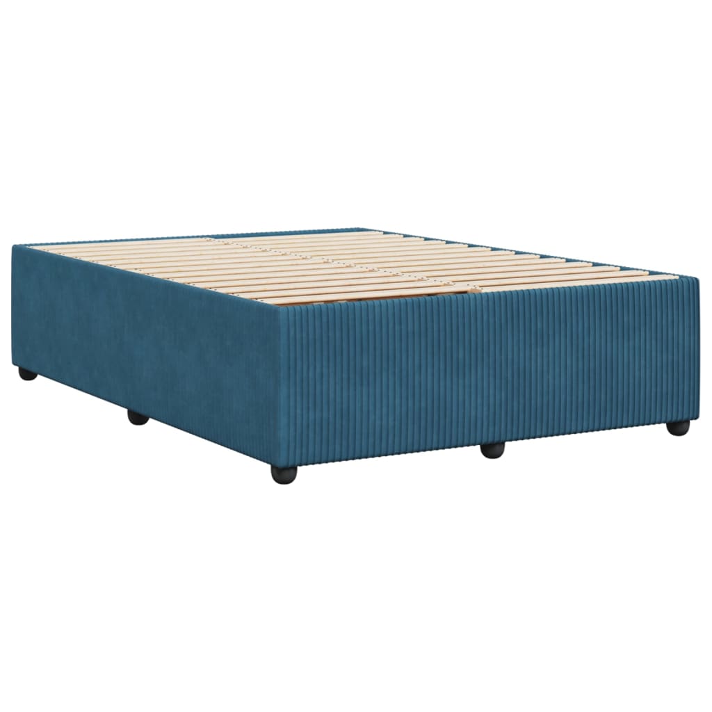 Cadre de lit bleu 140x190 cm velours Lits & cadres de lit vidaXL   