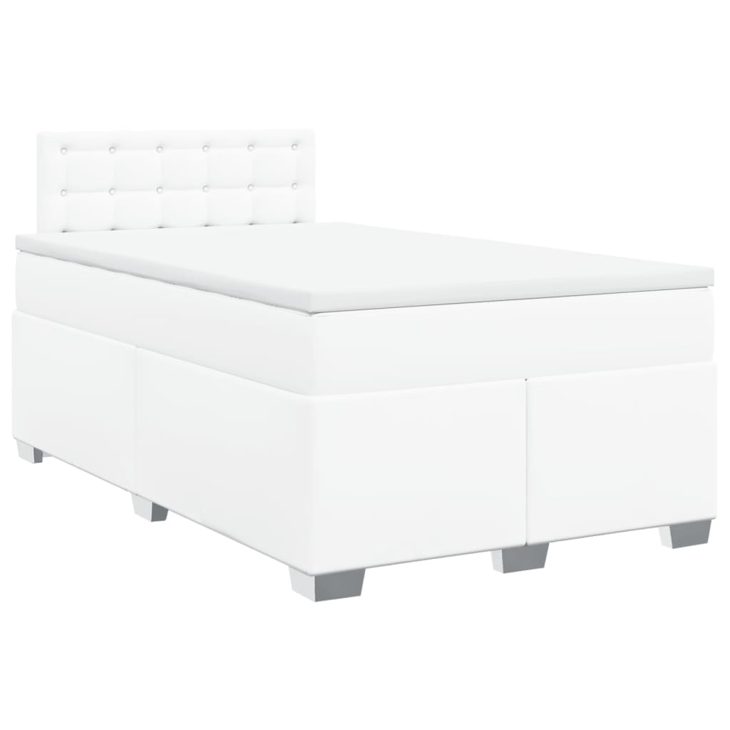 Sommier à lattes de lit avec matelas blanc 120x190cm similicuir Lits & cadres de lit vidaXL   