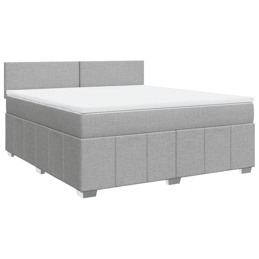 Sommier à lattes de lit avec matelas Gris clair 180x200cm Tissu Lits & cadres de lit vidaXL