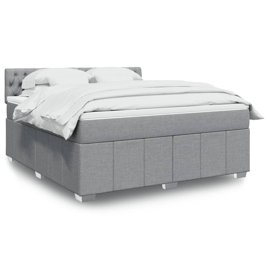 Sommier à lattes de lit avec matelas Gris clair 180x200cm Tissu Lits & cadres de lit vidaXL