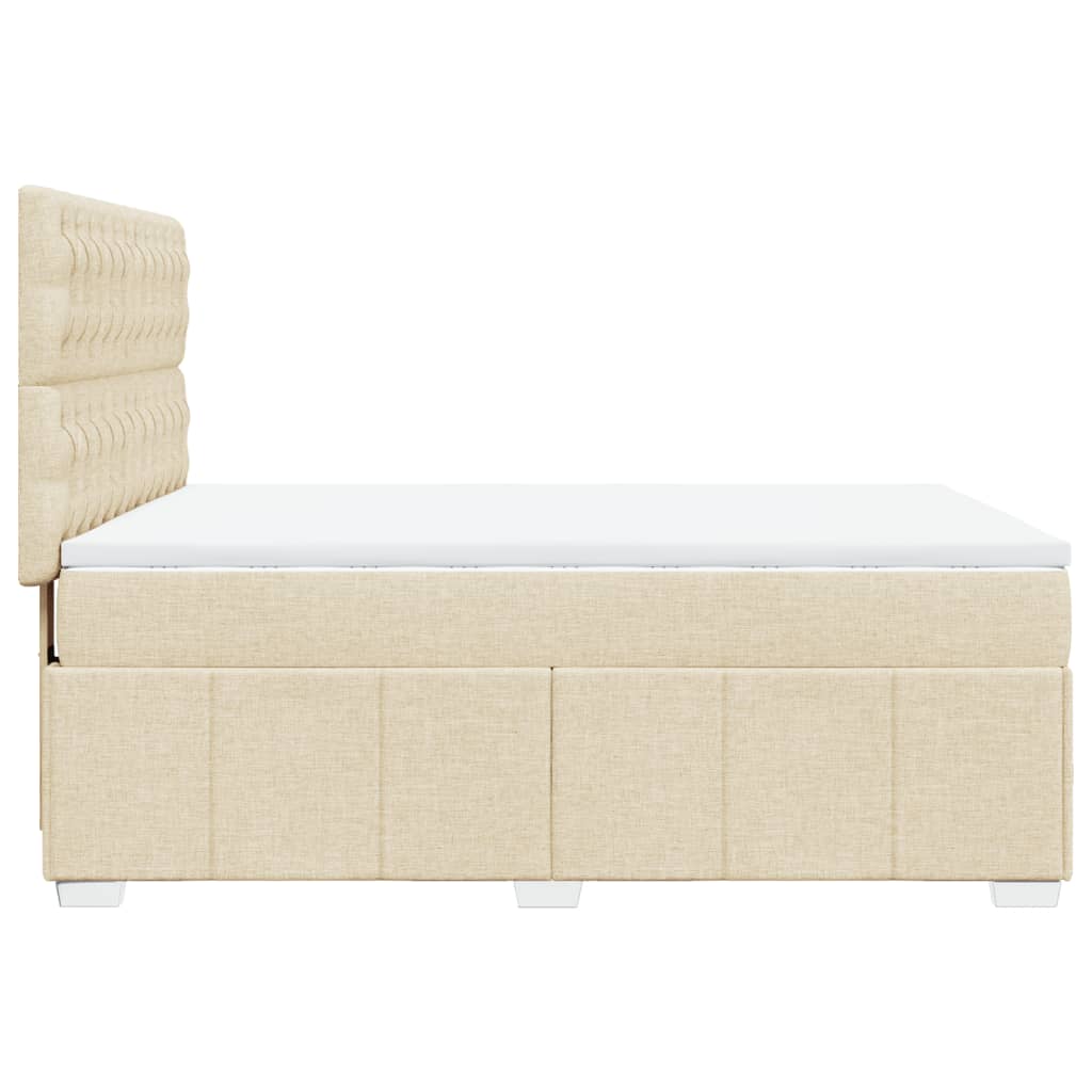 Sommier à lattes de lit avec matelas Crème 160x200 cm Tissu Lits & cadres de lit vidaXL