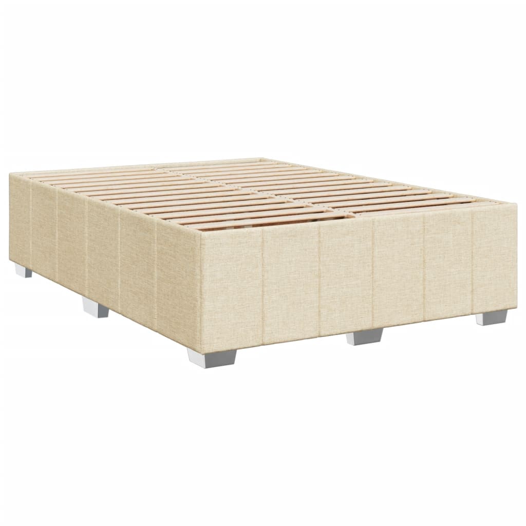 Sommier à lattes de lit avec matelas Crème 160x200 cm Tissu Lits & cadres de lit vidaXL