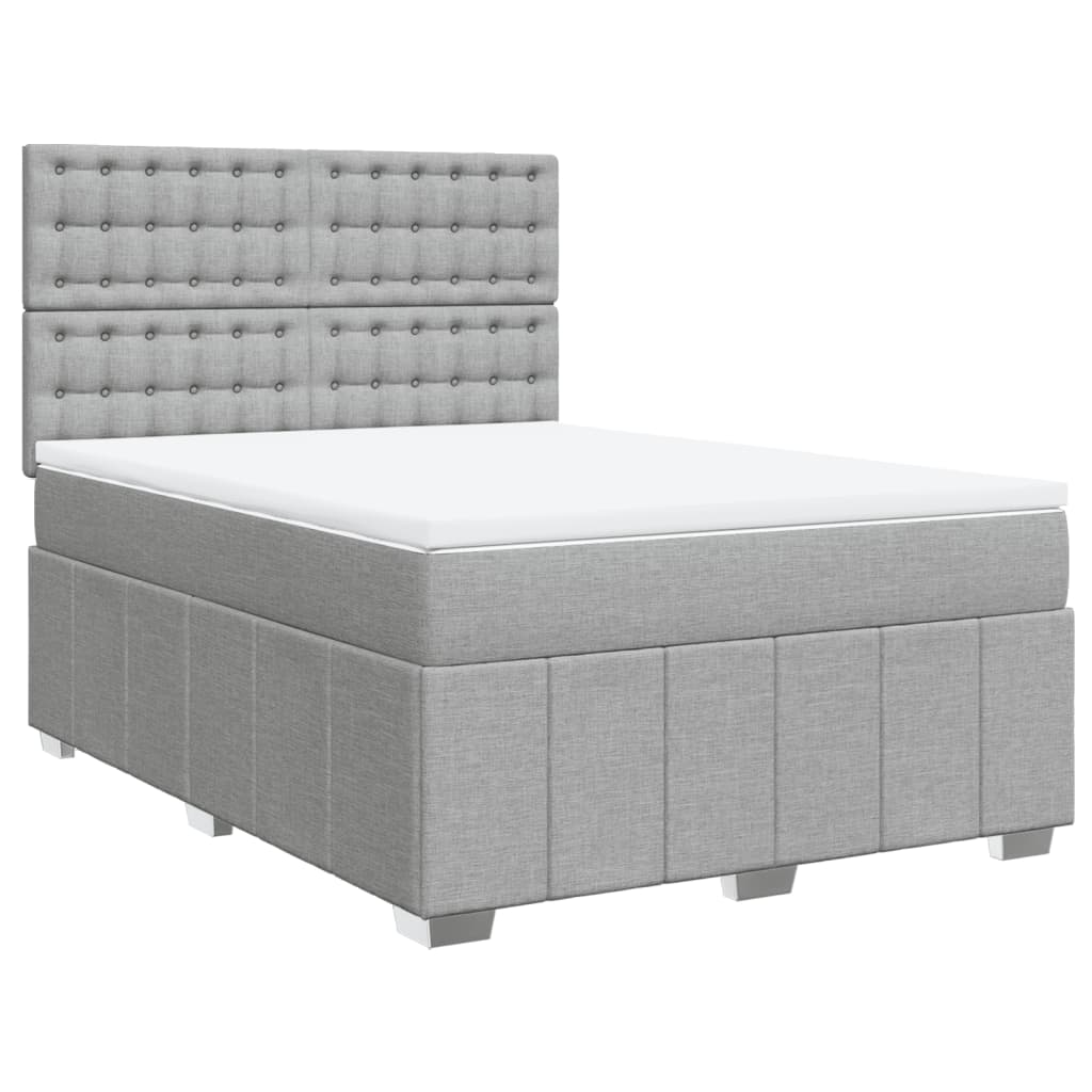 Sommier à lattes de lit avec matelas Gris clair 160x200cm Tissu Lits & cadres de lit vidaXL