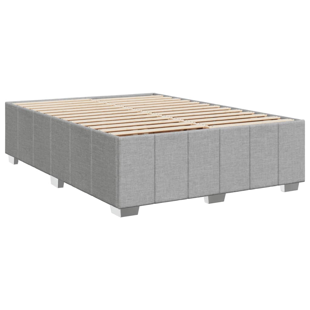 Sommier à lattes de lit avec matelas Gris clair 160x200cm Tissu Lits & cadres de lit vidaXL