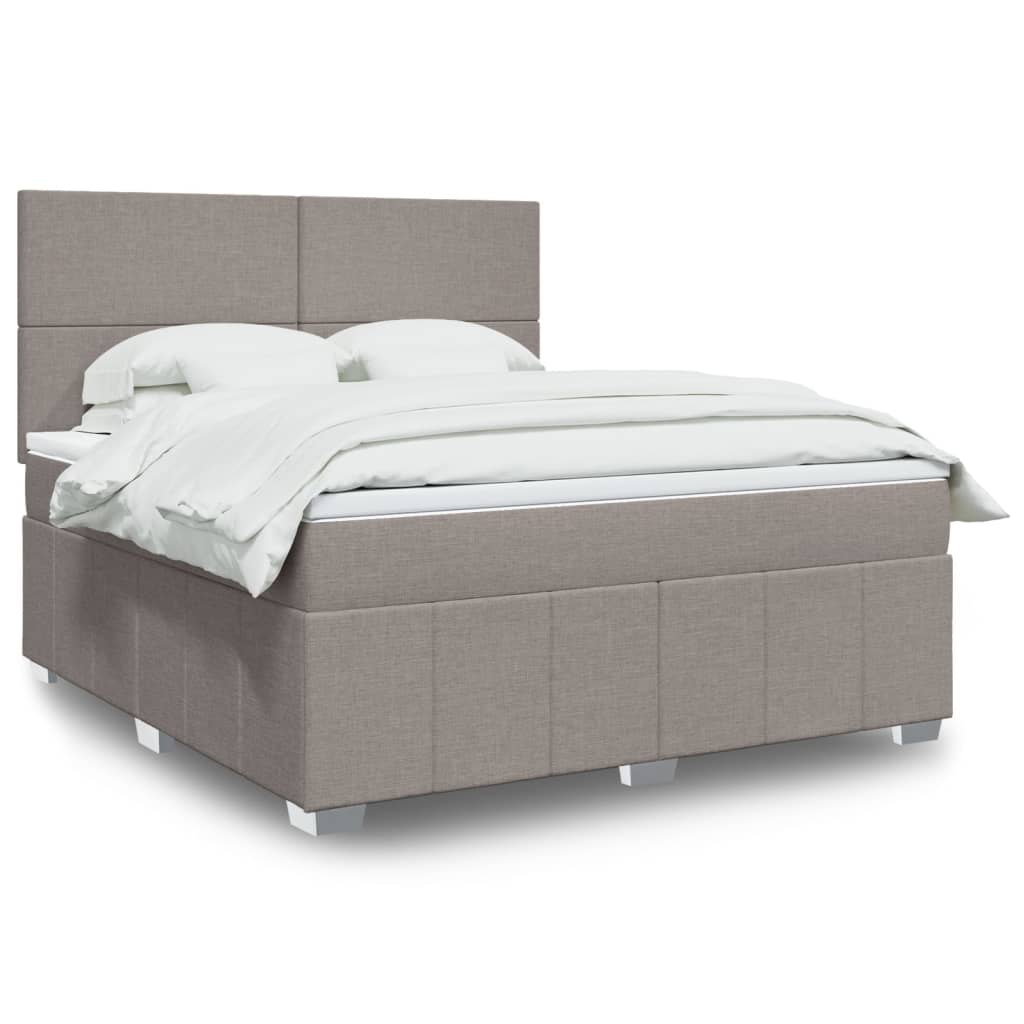 Sommier à lattes de lit avec matelas Taupe 180x200 cm Tissu Lits & cadres de lit vidaXL