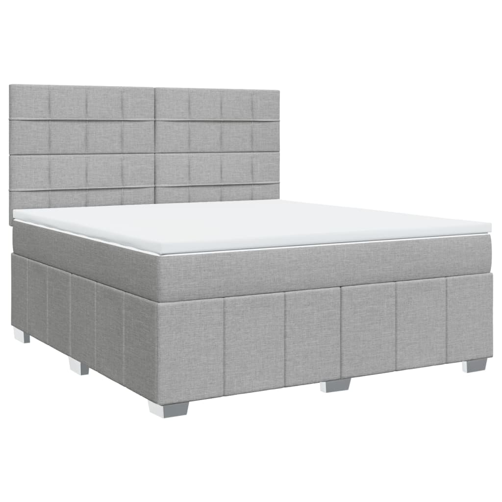 Sommier à lattes de lit avec matelas Gris clair 180x200cm Tissu Lits & cadres de lit vidaXL