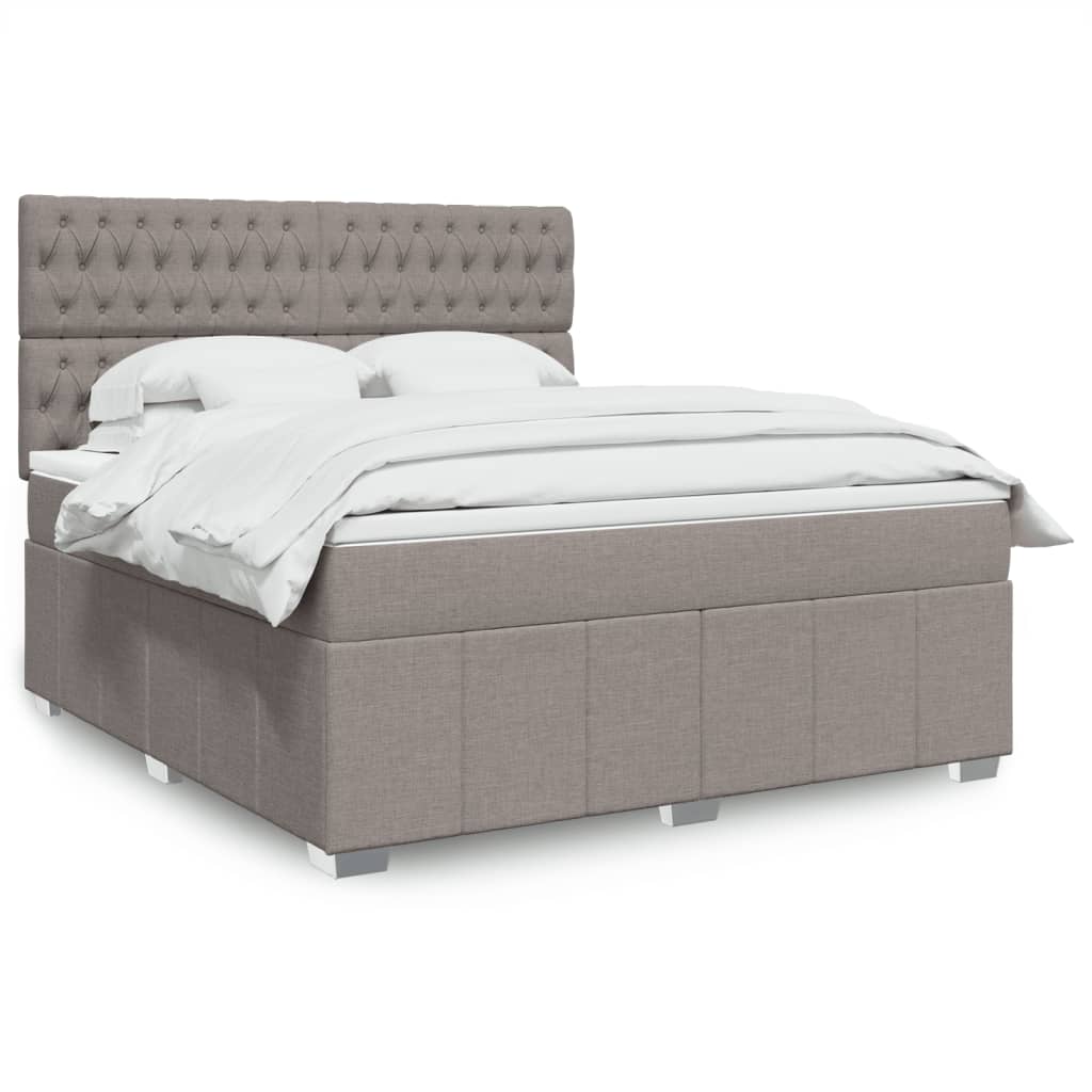 Sommier à lattes de lit avec matelas Taupe 180x200 cm Tissu Lits & cadres de lit vidaXL