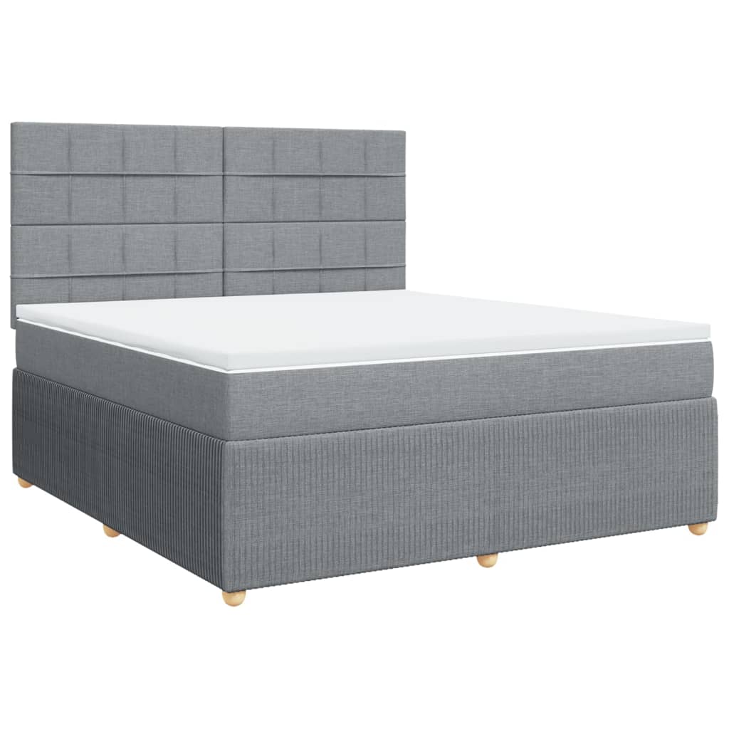 Sommier à lattes de lit avec matelas Gris clair 180x200cm Tissu Lits & cadres de lit vidaXL