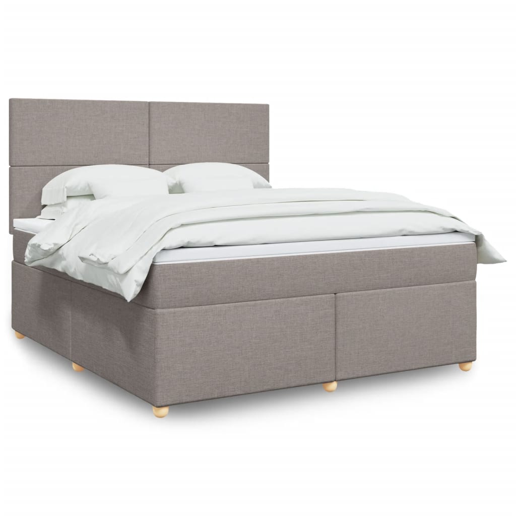 Sommier à lattes de lit avec matelas Taupe 180x200 cm Tissu Lits & cadres de lit vidaXL