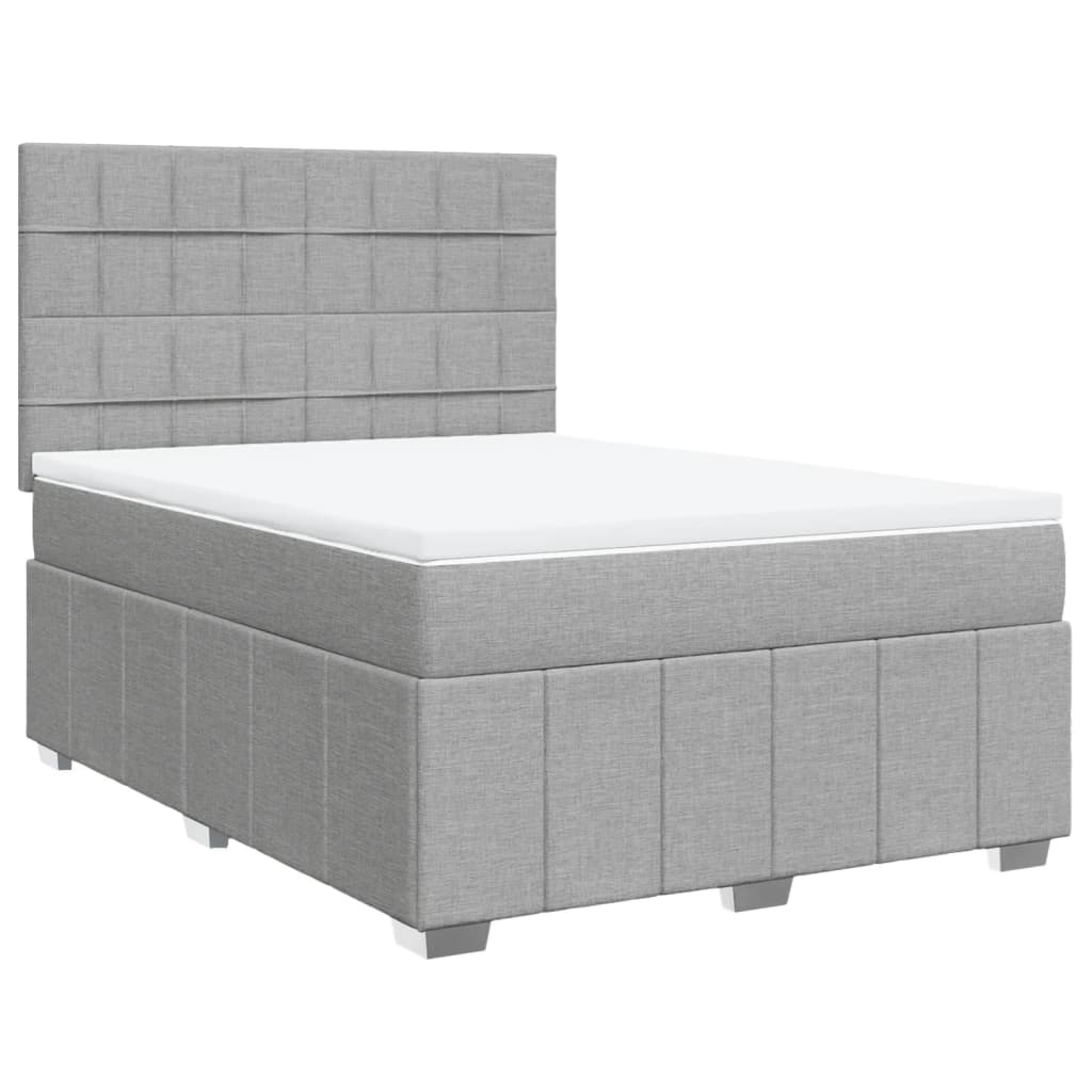 Sommier à lattes de lit avec matelas Gris clair 140x190cm Tissu Lits & cadres de lit vidaXL