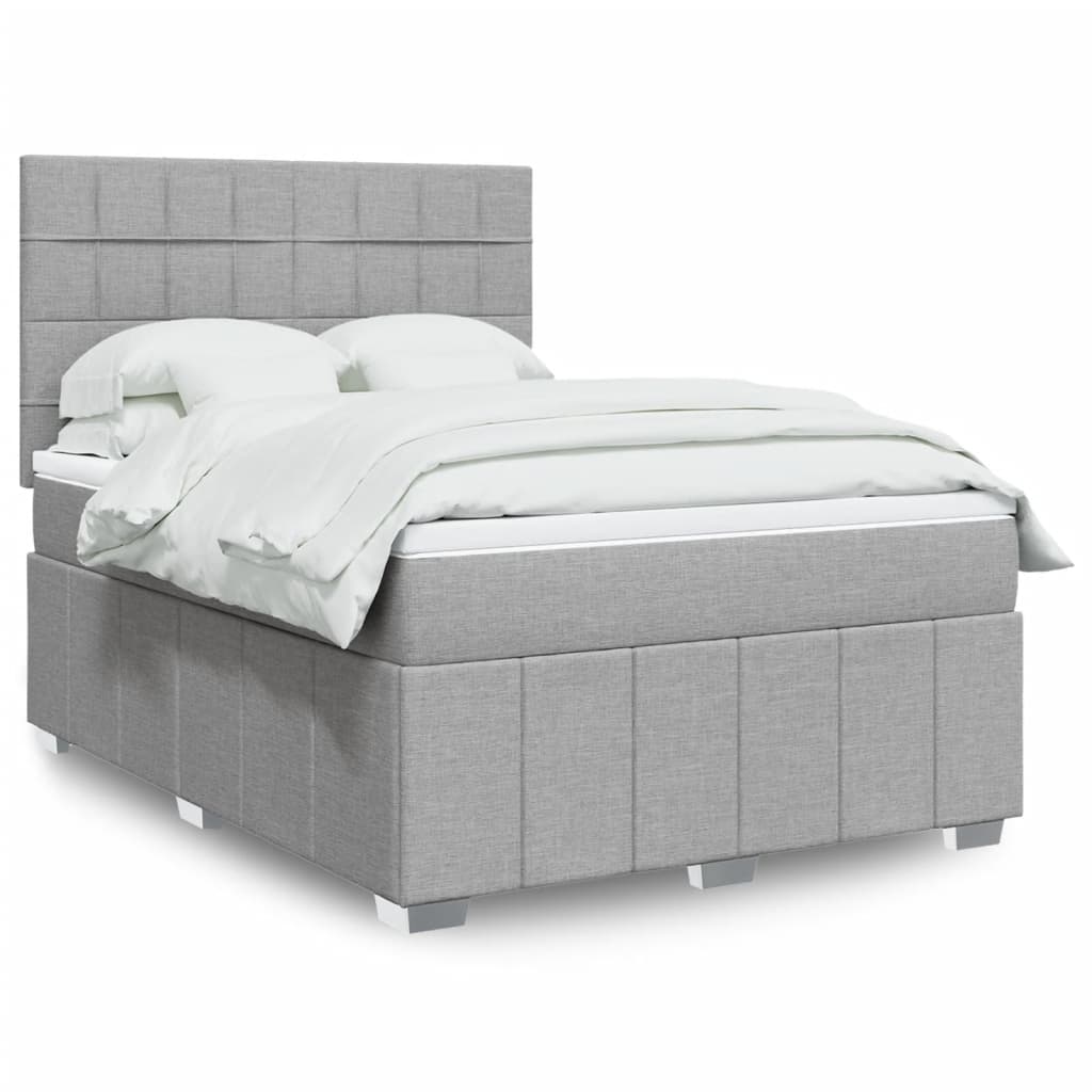 Sommier à lattes de lit avec matelas Gris clair 140x190cm Tissu Lits & cadres de lit vidaXL