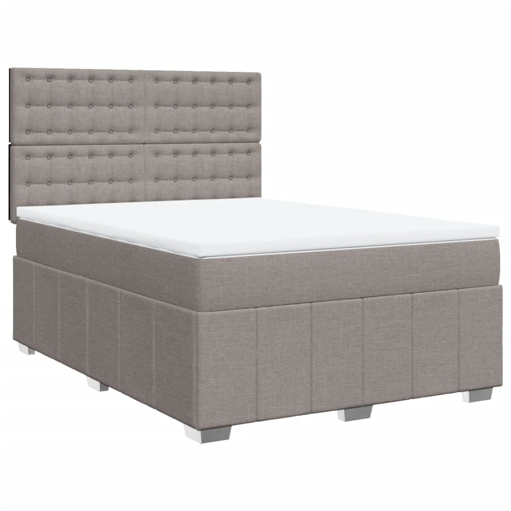 Sommier à lattes de lit avec matelas Taupe 140x200 cm Tissu Lits & cadres de lit vidaXL