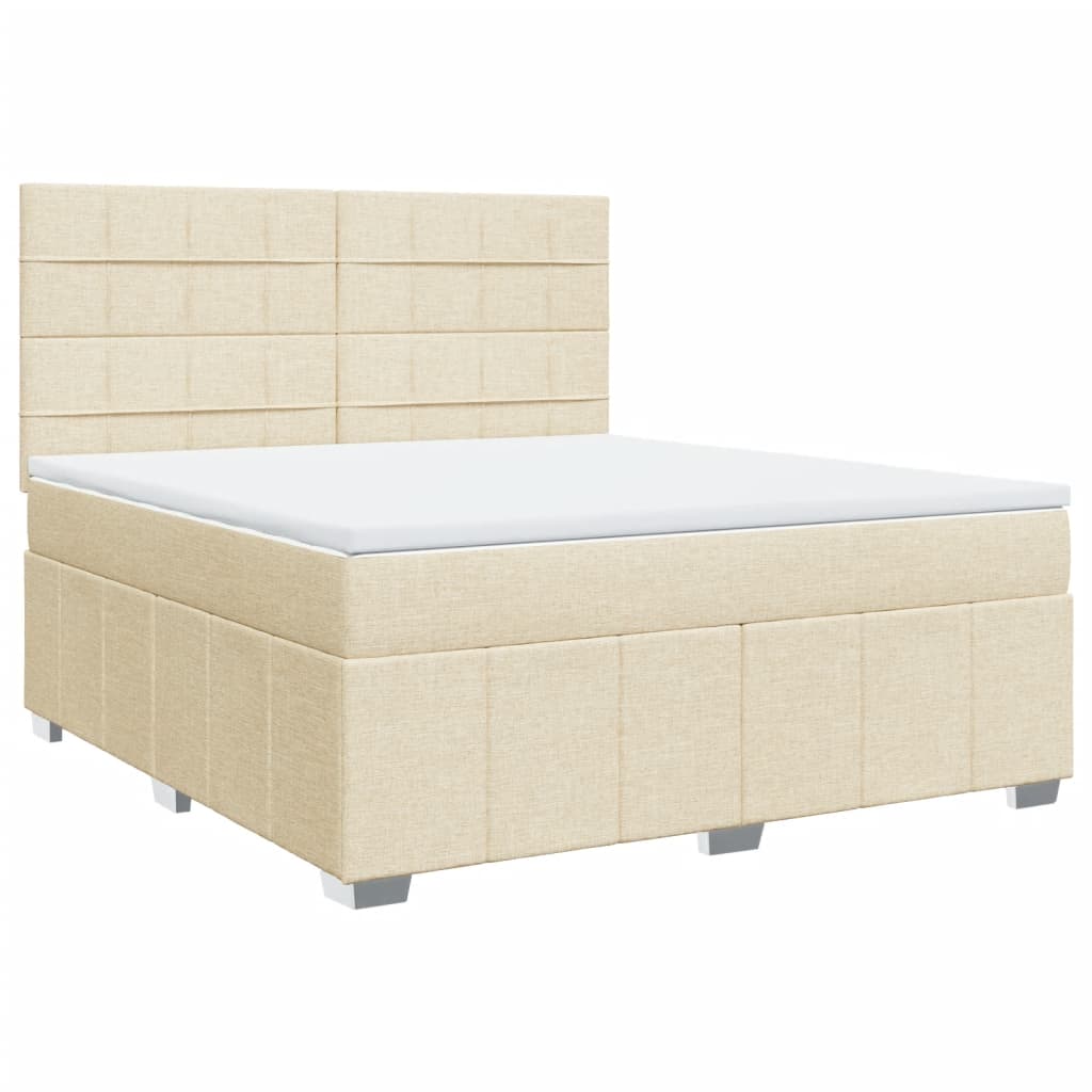 Sommier à lattes de lit avec matelas Crème 180x200 cm Tissu Lits & cadres de lit vidaXL