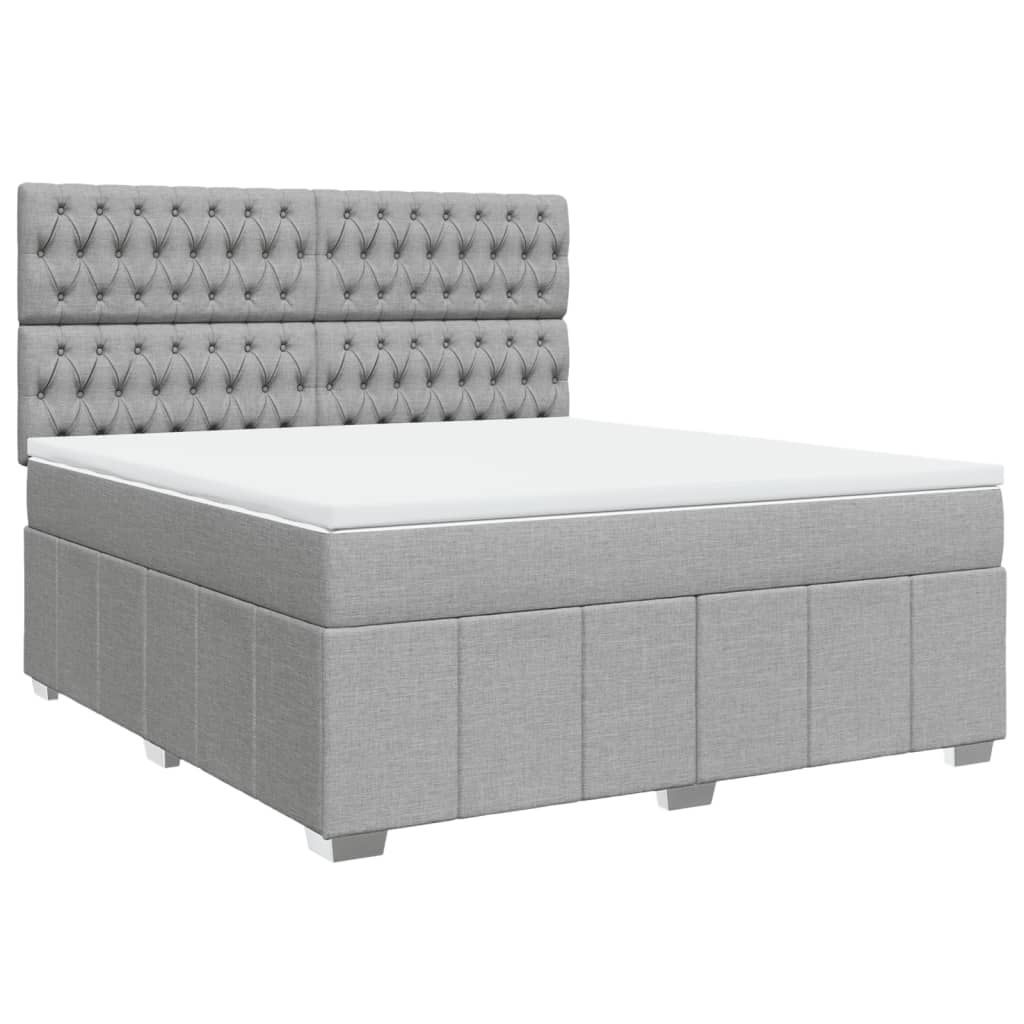 Sommier à lattes de lit avec matelas Gris clair 180x200cm Tissu Lits & cadres de lit vidaXL