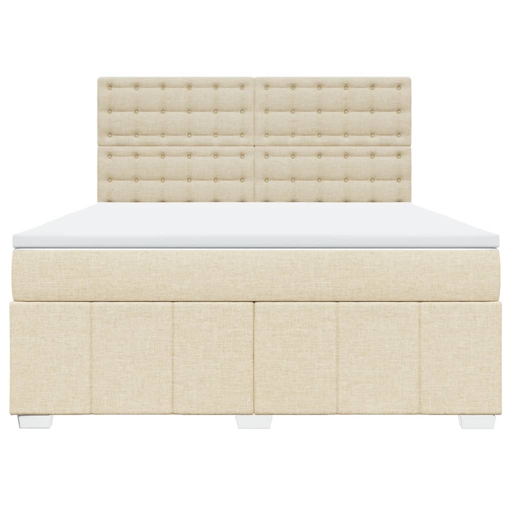 Sommier à lattes de lit avec matelas Crème 180x200 cm Tissu Lits & cadres de lit vidaXL