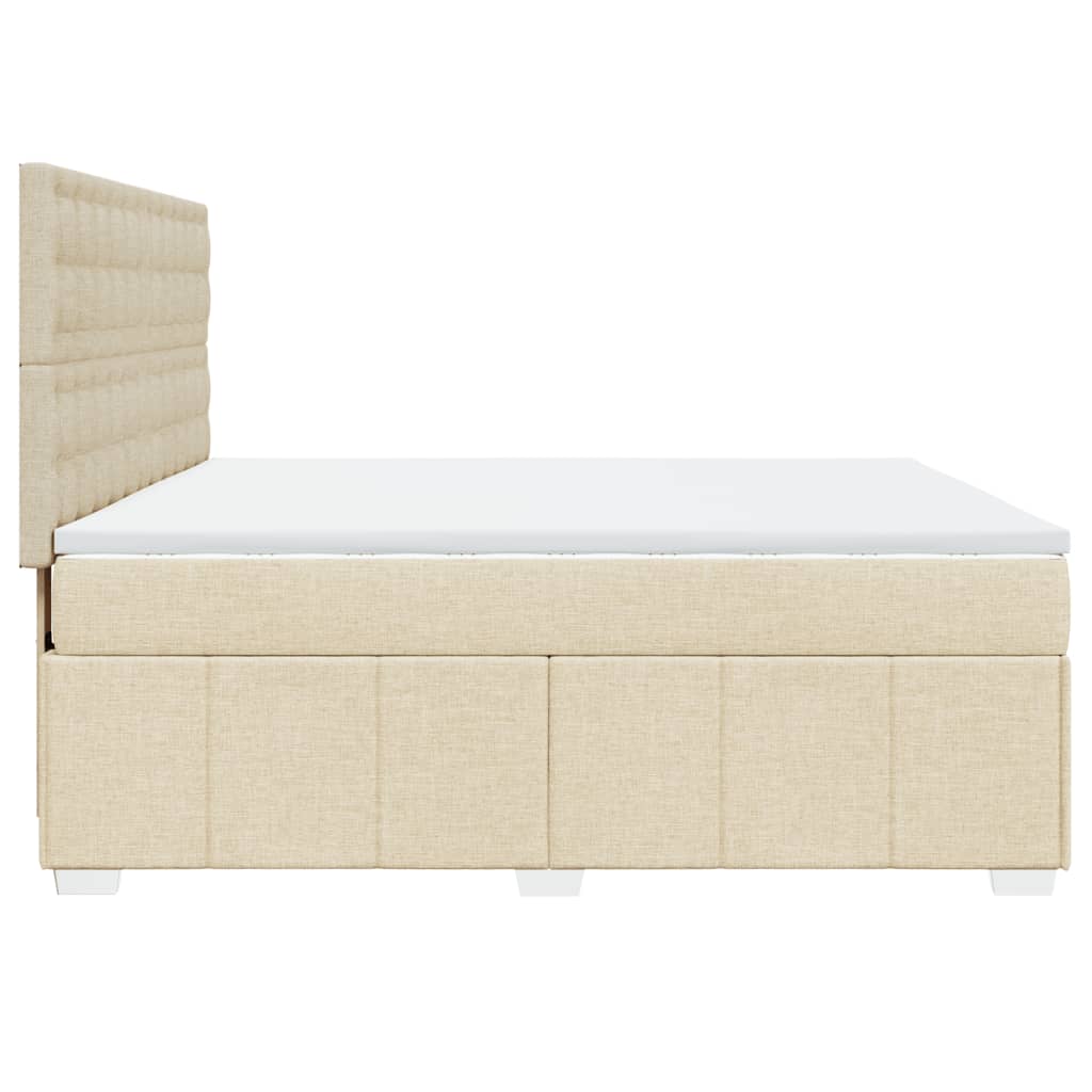 Sommier à lattes de lit avec matelas Crème 180x200 cm Tissu Lits & cadres de lit vidaXL