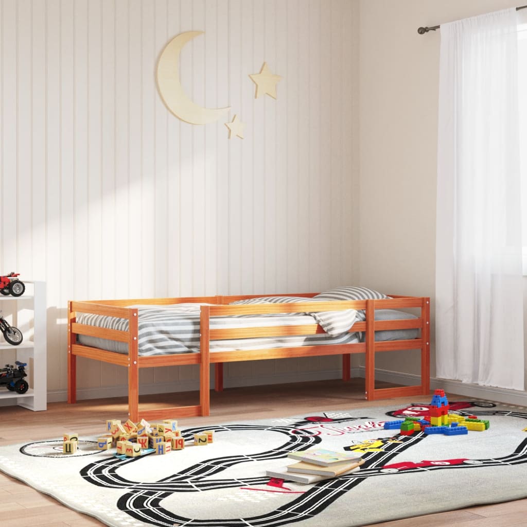 Cadre de lit pour enfants brun cire 80x200cm bois de pin massif Lits & cadres de lit vidaXL   