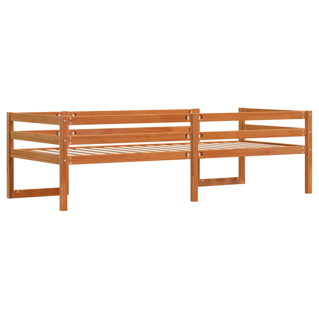 Cadre de lit pour enfants brun cire 90x200cm bois de pin massif Lits & cadres de lit vidaXL   