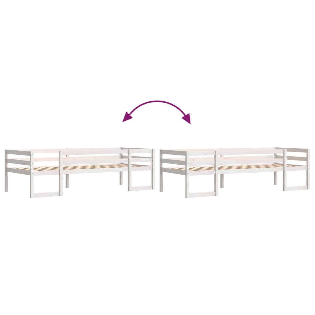 Cadre de lit pour enfants blanc 90x190 cm bois de pin massif Lits & cadres de lit vidaXL   