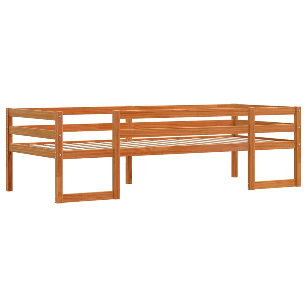 Cadre de lit d'enfant marron cire 75x190 cm bois de pin massif Lits & cadres de lit vidaXL   