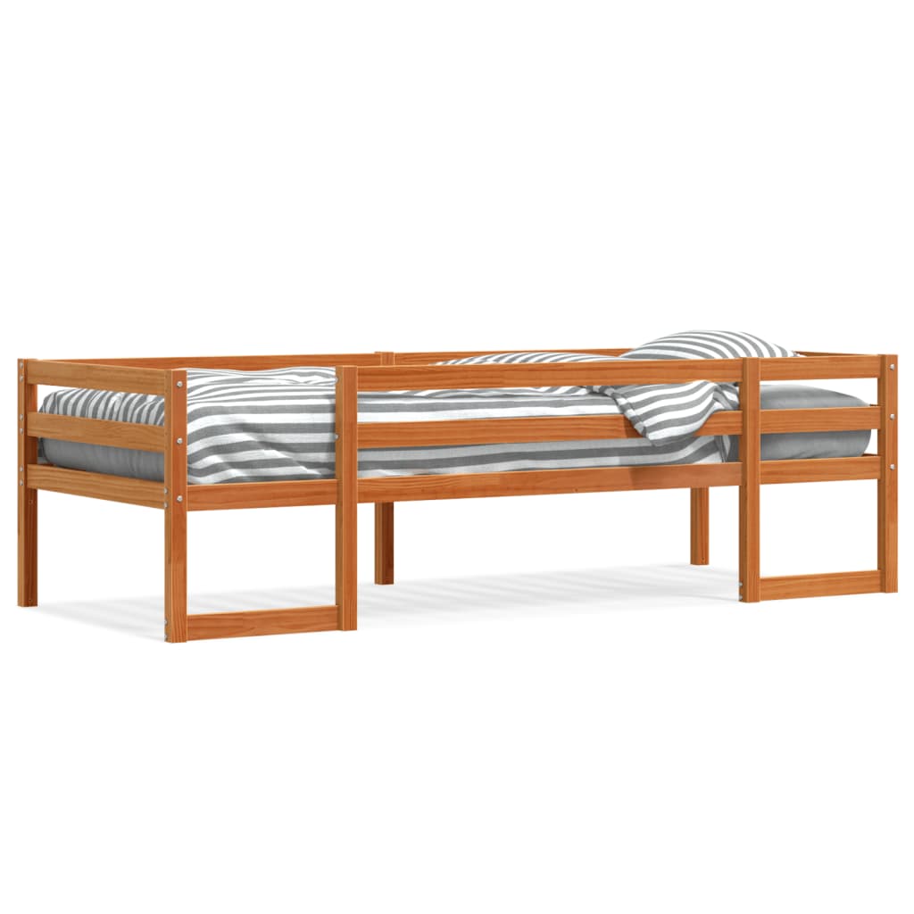 Cadre de lit d'enfant marron cire 75x190 cm bois de pin massif Lits & cadres de lit vidaXL   