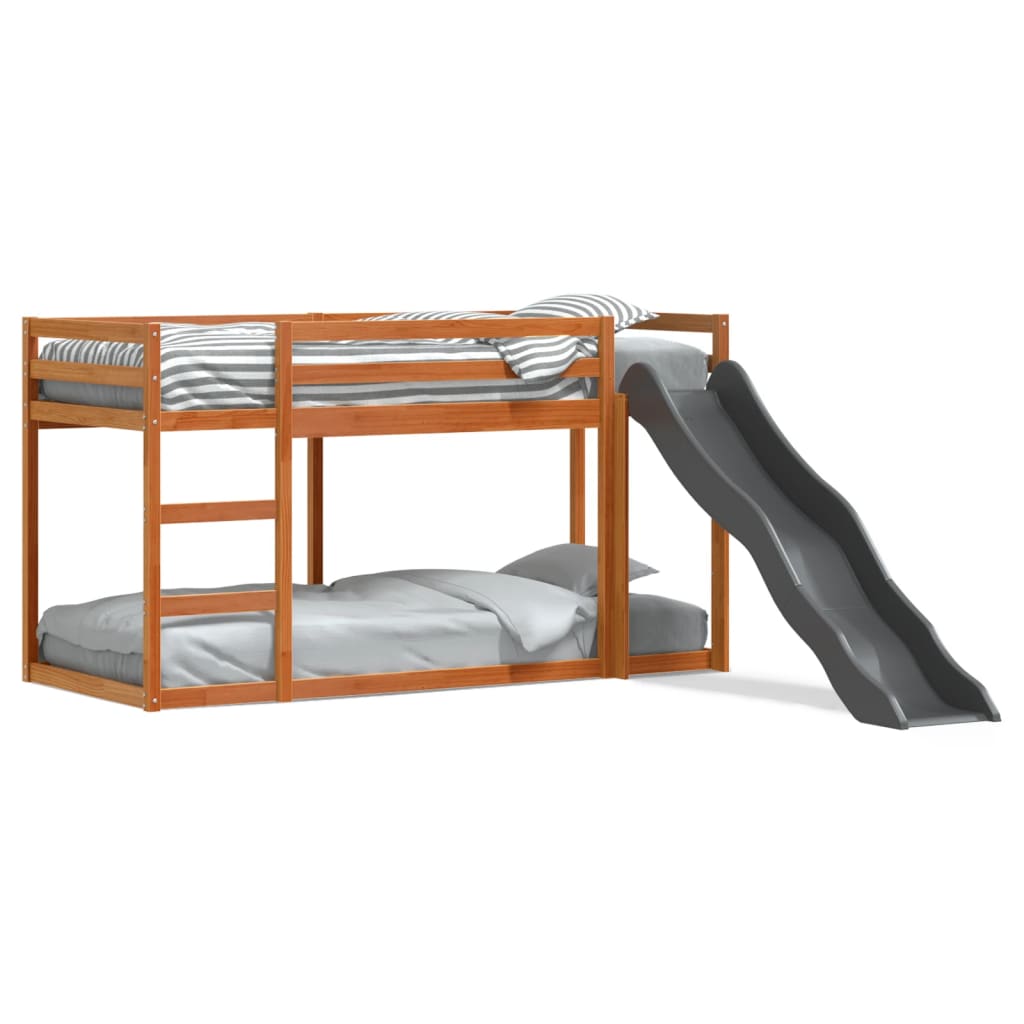 Lit superposé avec toboggan/échelle 80x200 cm bois pin massif Lits & cadres de lit vidaXL   