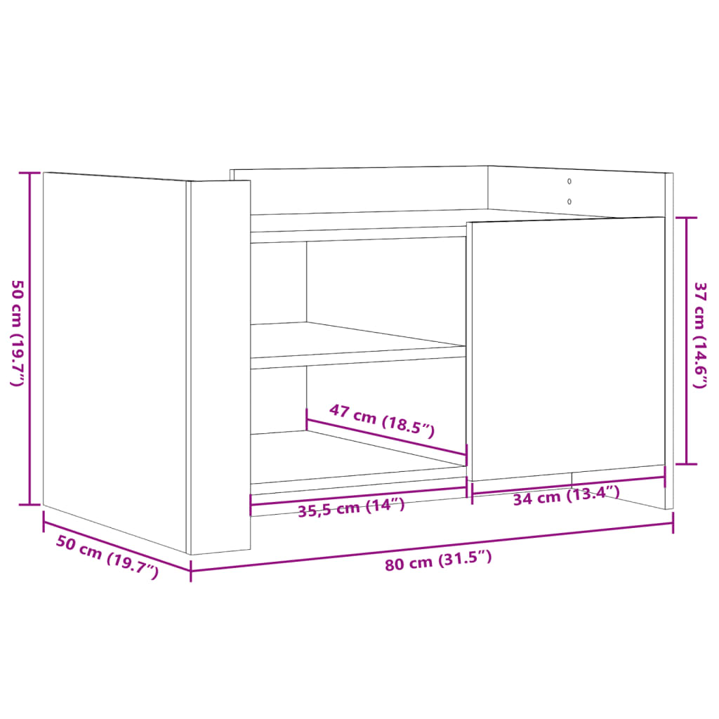 Table basse sonoma gris 80x50x50 cm Bois d'ingénierie Tables basses vidaXL   