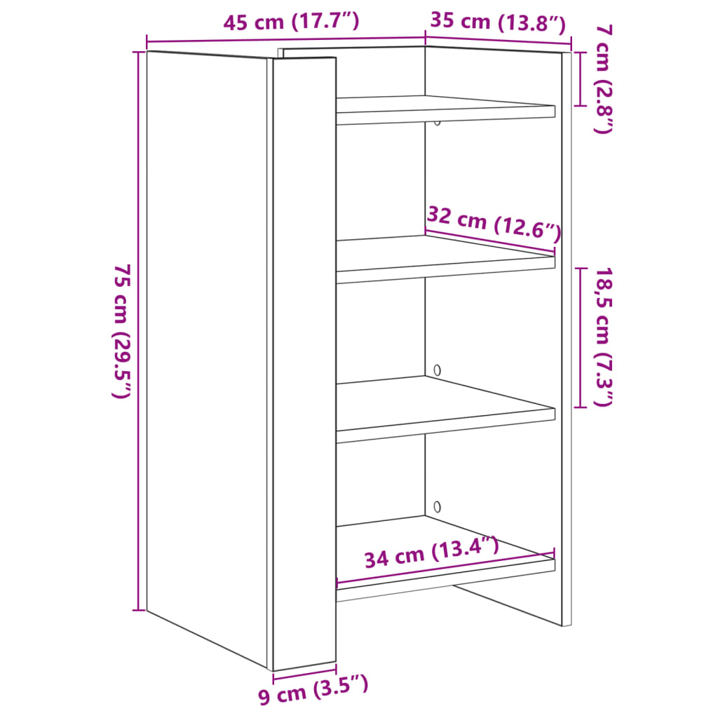 Image Buffet blanc 45x35x75 cm bois d'ingénierie | Xios Store SNC vidaXL Xios Store SNC