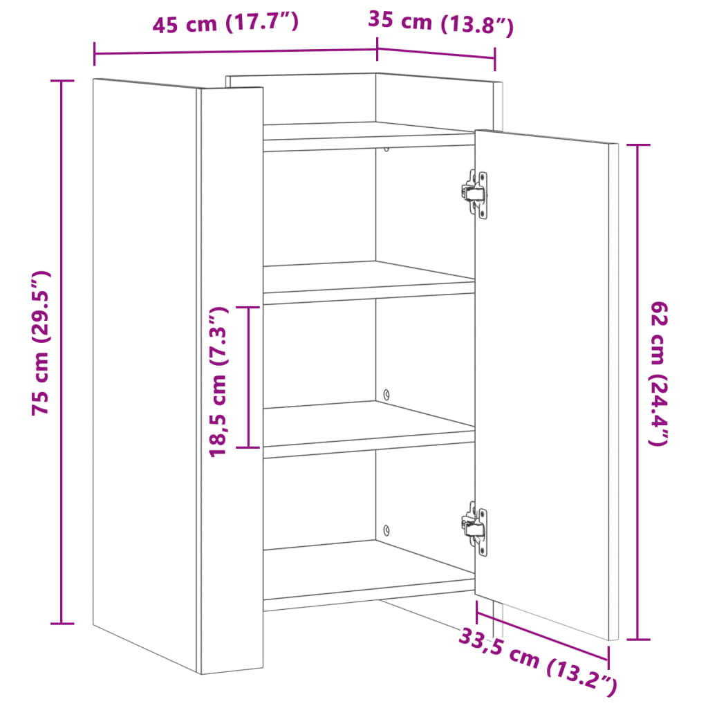 Image Buffet gris béton 45x35x75 cm Bois d'ingénierie | Xios Store SNC vidaXL Xios Store SNC