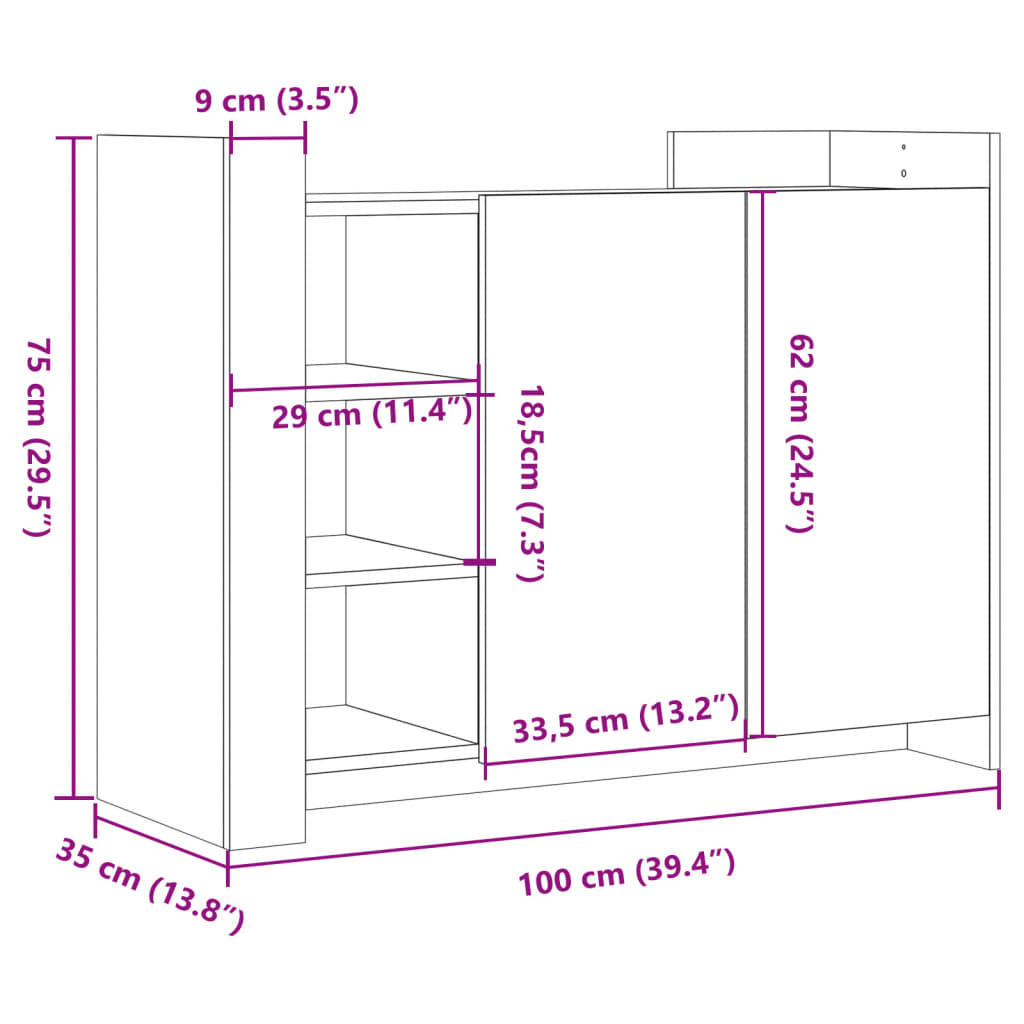 Image Buffet chêne fumé 100x35x75 cm bois d'ingénierie | Xios Store SNC vidaXL Xios Store SNC