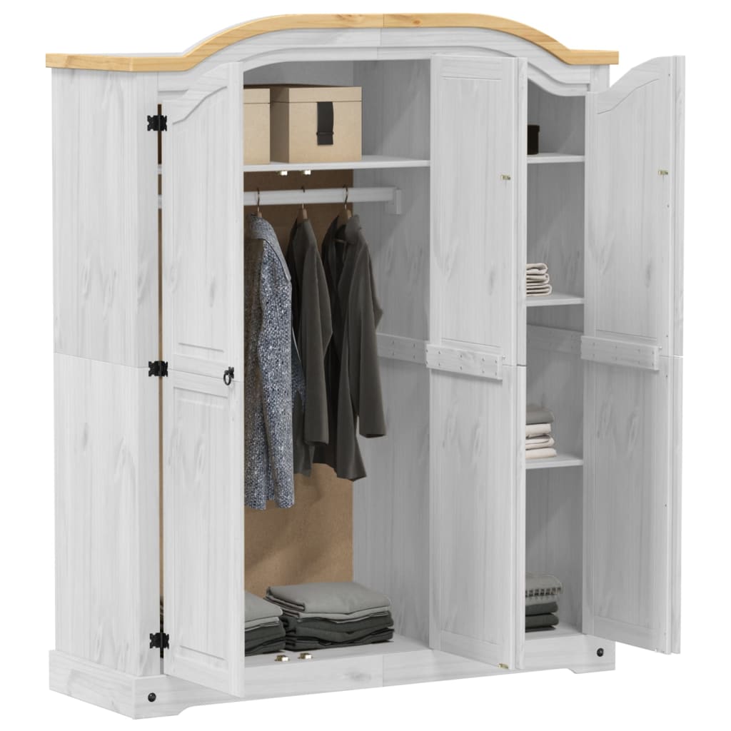 Garde-robe Corona blanc 151,5x52x186 cm bois de pin massif Armoires vidaXL   