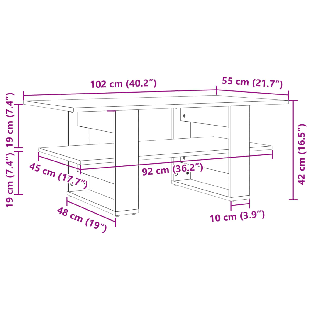 Table basse noir 102x55x42 cm bois d'ingénierie Tables basses vidaXL   