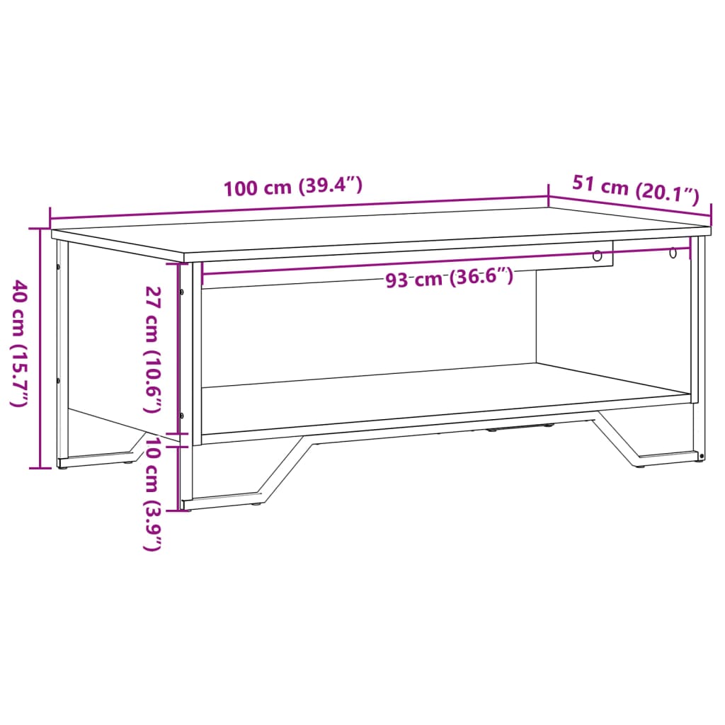 Table basse noir 100x51x40 cm bois d'ingénierie Tables basses vidaXL   