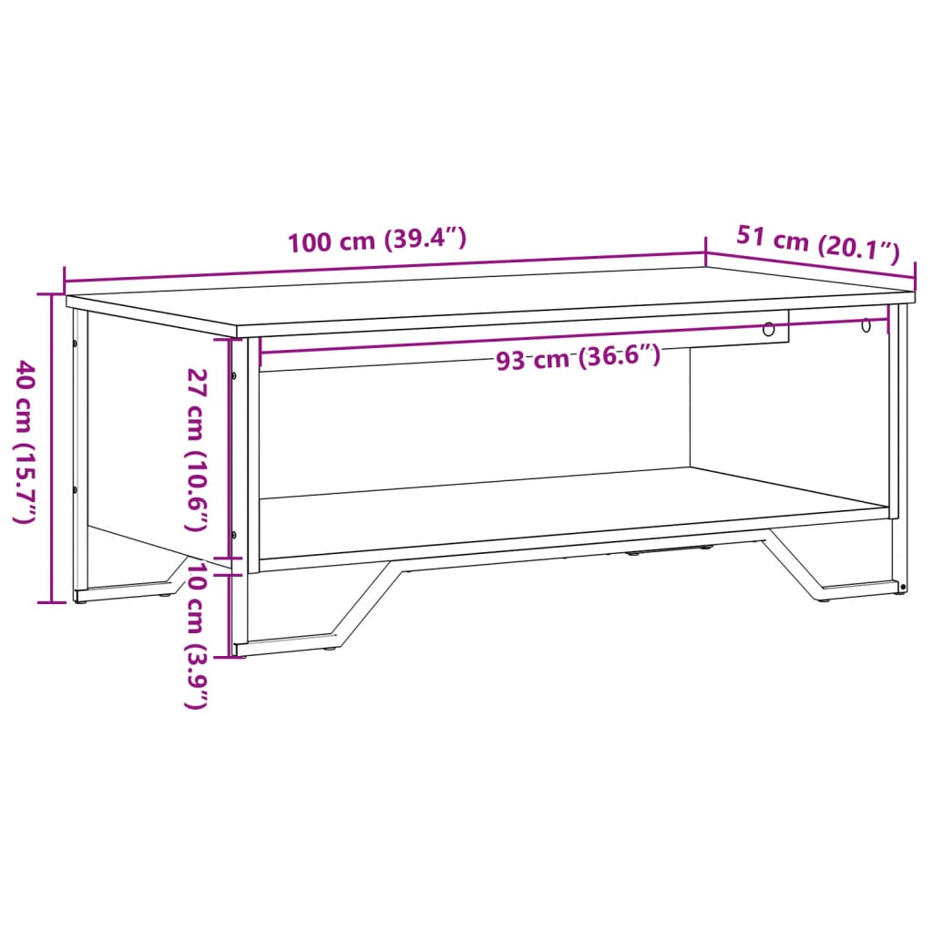 Table basse sonoma gris 100x51x40 cm bois d'ingénierie Tables basses vidaXL   