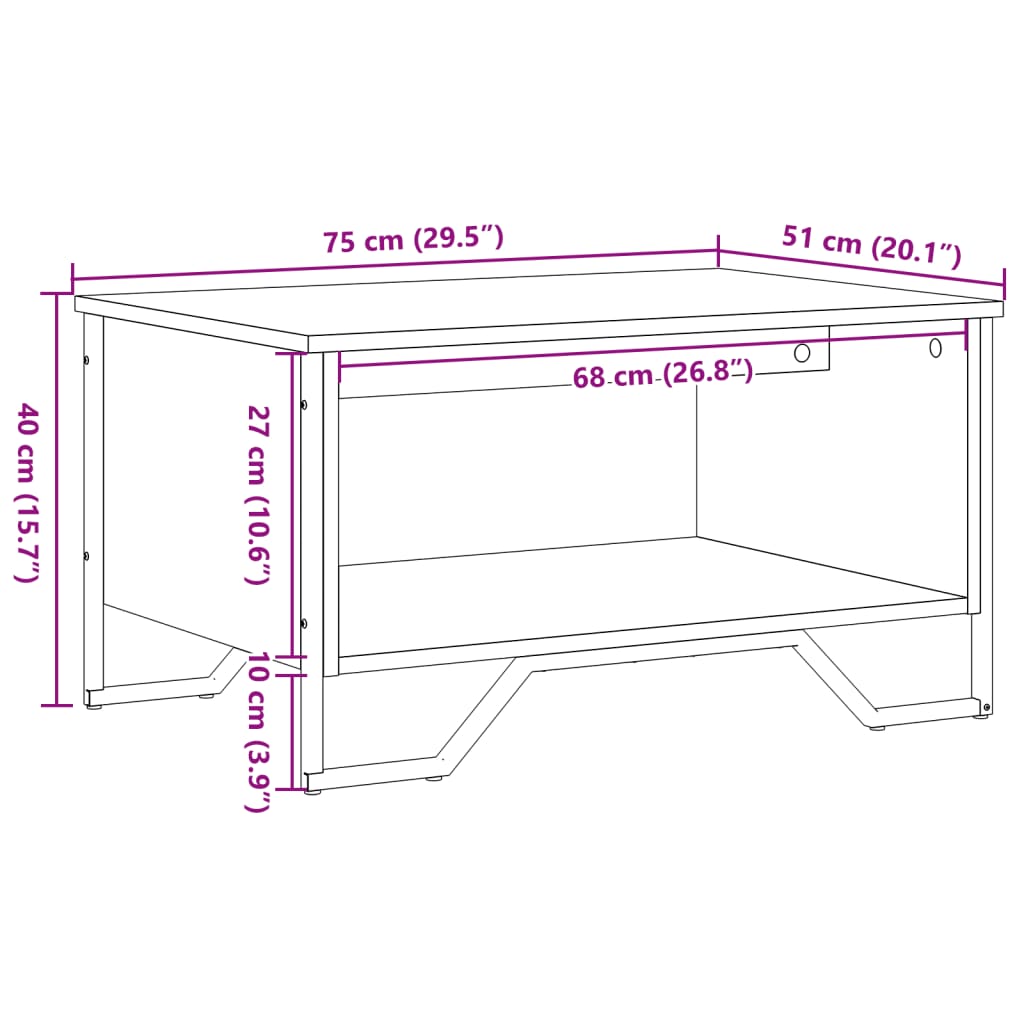 Table basse noir 75x51x40 cm bois d'ingénierie Tables basses vidaXL   