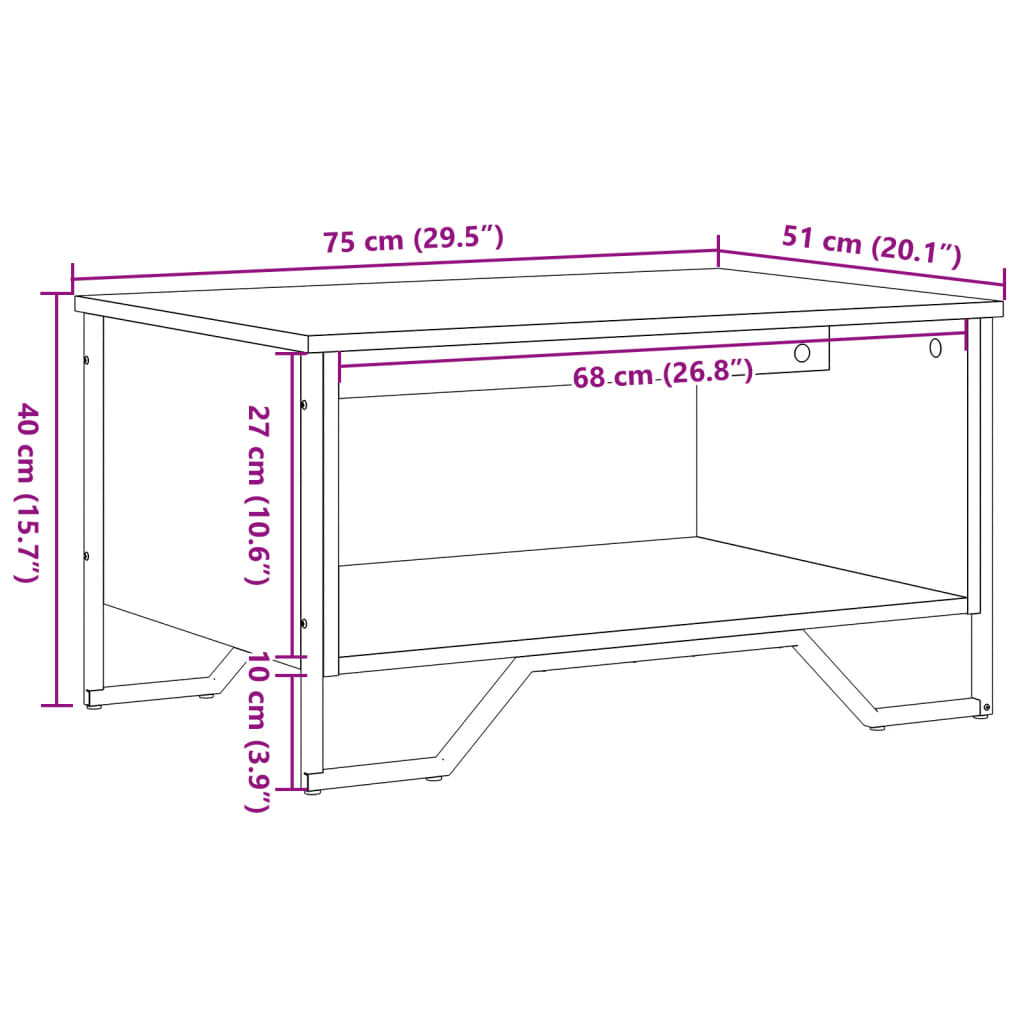 Table basse chêne fumé 75x51x40 cm bois d'ingénierie Tables basses vidaXL   