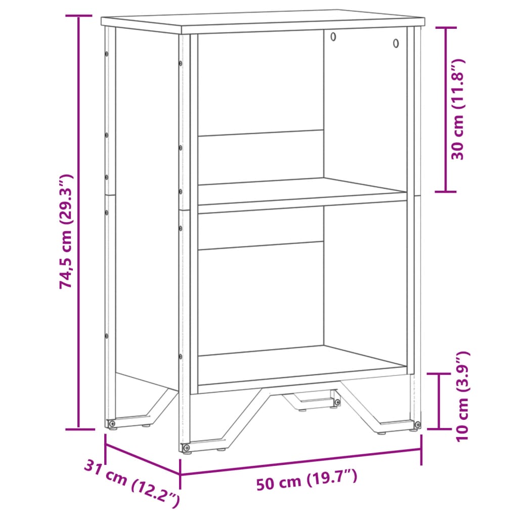 Image Bibliothèque chêne fumé 50x31x74,5 cm bois d'ingénierie | Xios Store SNC vidaXL Xios Store SNC