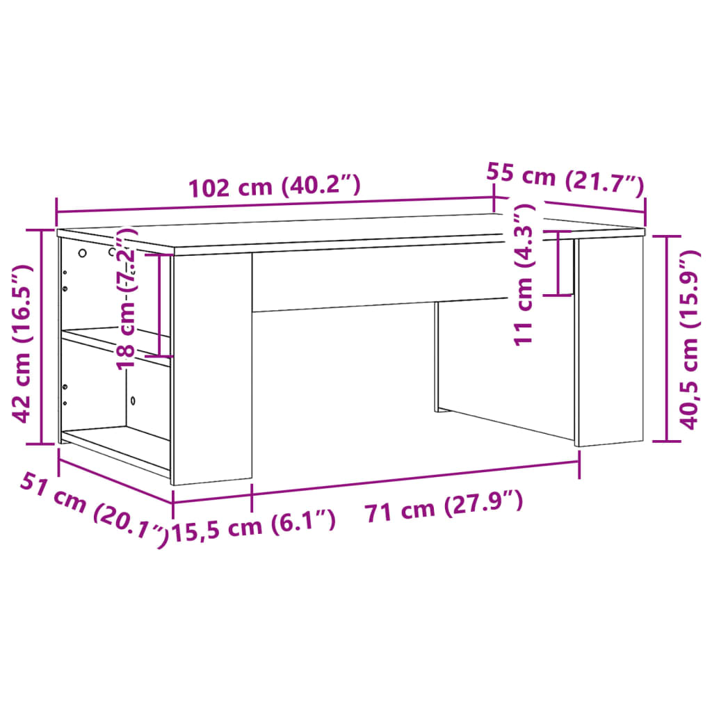 Table basse gris béton 102x55x42 cm bois d'ingénierie Tables basses vidaXL   