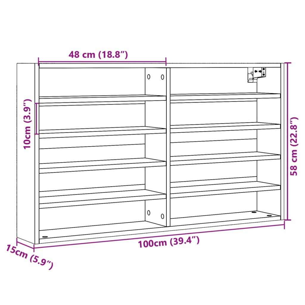 Armoire à vitrine noir 100x15x58 cm bois d'ingénierie Étagères murales & corniches vidaXL   