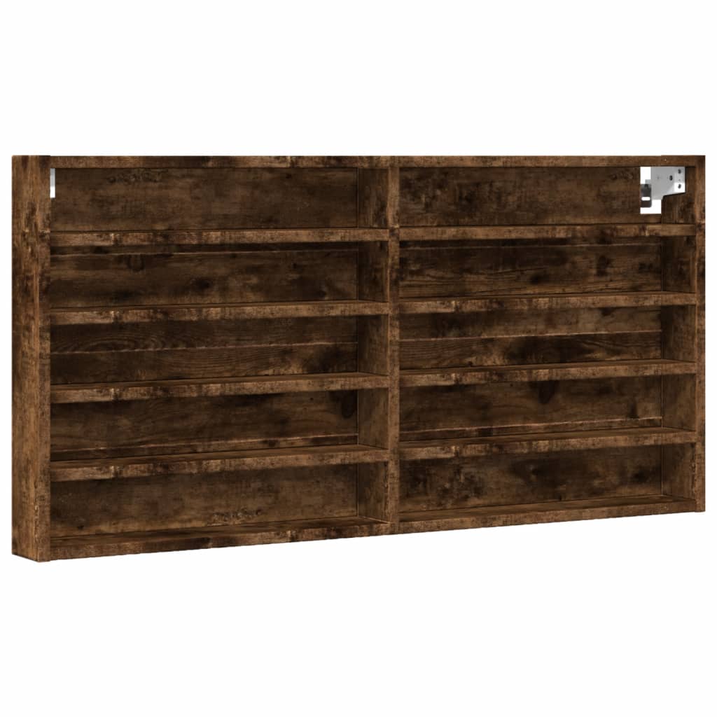 Armoire à vitrine chêne fumé 100x8,5x50 cm bois d'ingénierie Étagères murales & corniches vidaXL   