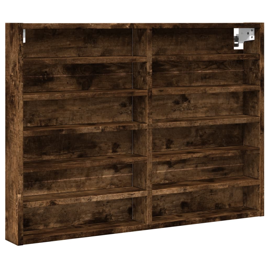 Armoire à vitrine chêne fumé 80x8,5x58 cm bois d'ingénierie Étagères murales & corniches vidaXL   