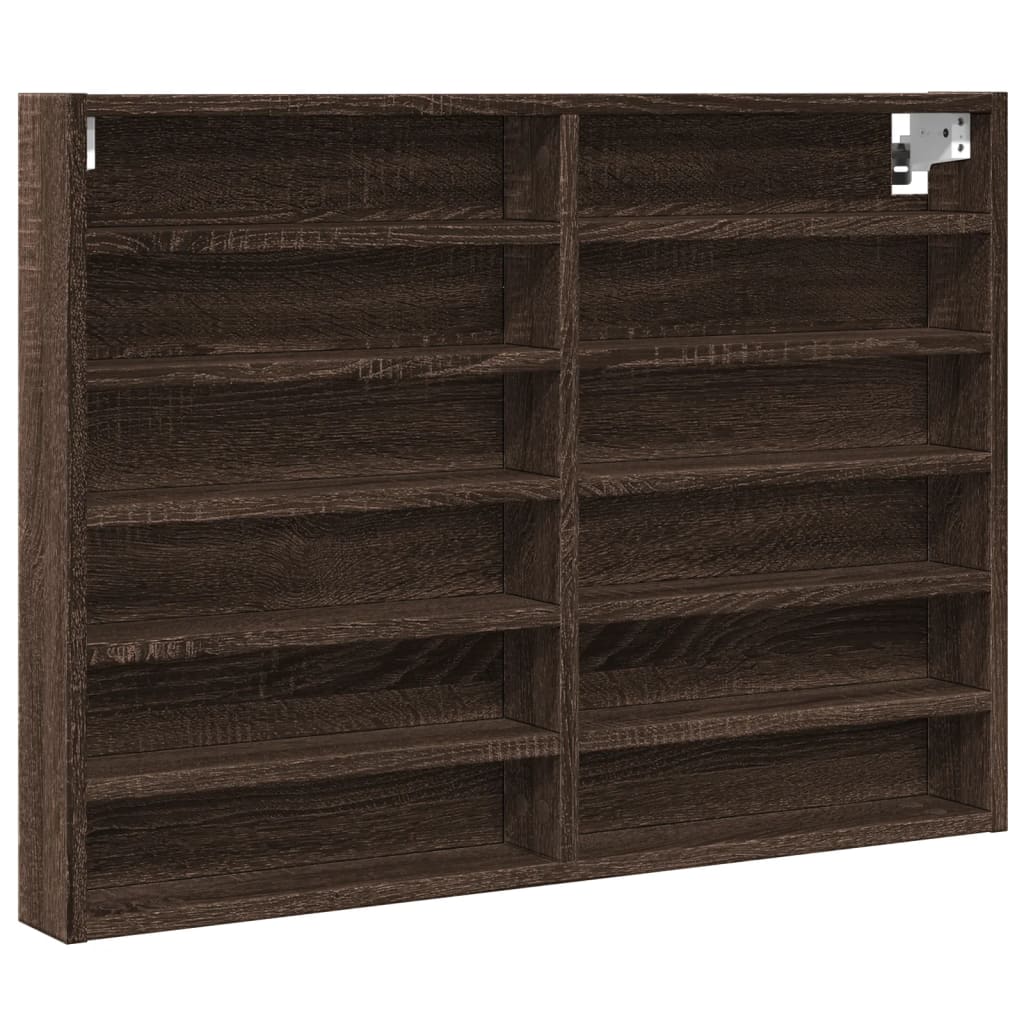 Armoire à vitrine chêne marron 80x8,5x58 cm bois d'ingénierie Étagères murales & corniches vidaXL   